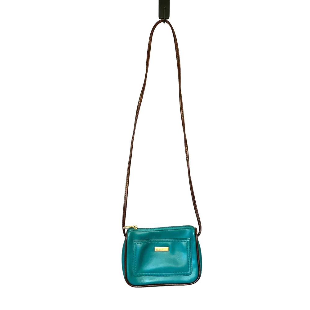 Rare Vintage 1980's Liz Claiborne Kelly Green w/Brown Trims & Strap Camera Bag